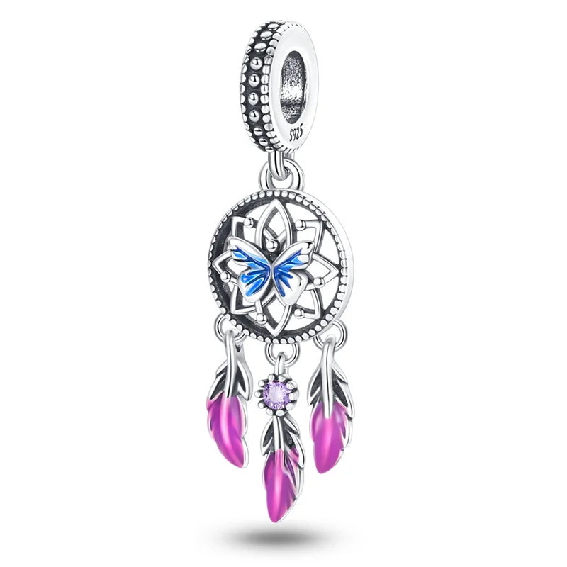 Dreamcatcher Series - Original Genuine 925 Sterling Silver Zircon Moon Sun Charm Beads Suitable 3mm Bracelet DIY Making Pendant