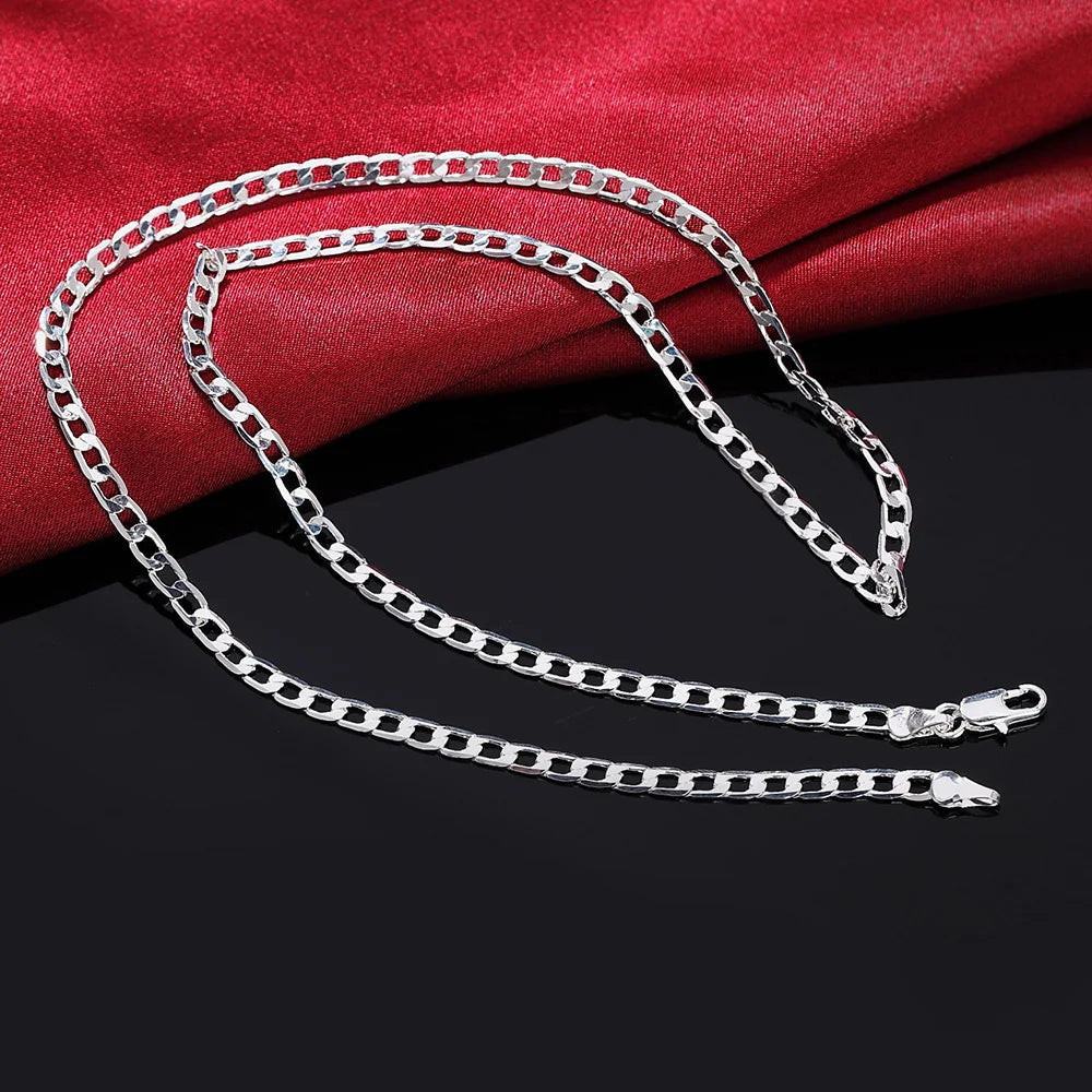 Men's 925 Sterling Silver Necklace 2/4/6/8/10/12MM 40-75cm Face Chain Necklace Lobster Clasp Men And Women Engagement Jewelry - Madeinsea©