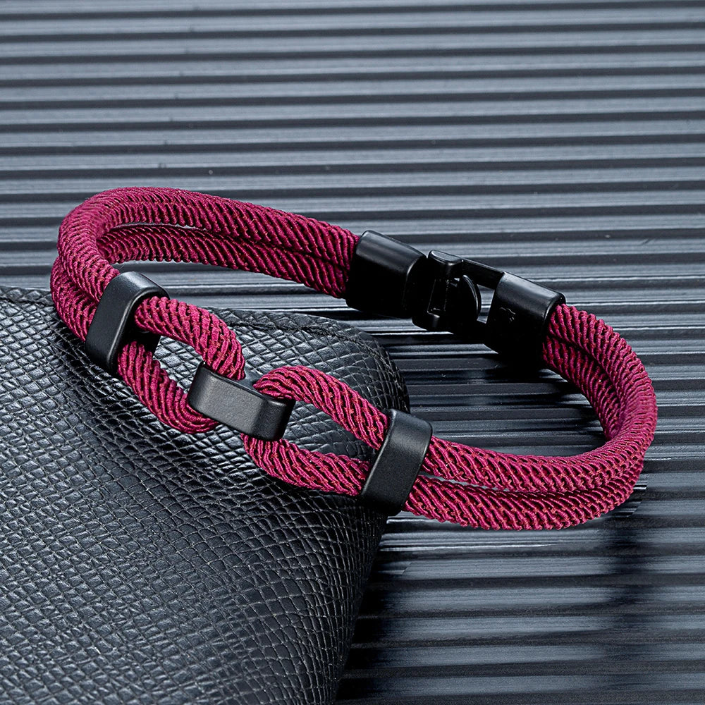 MKENDN Unique Sailing-Inspired Knot Bracelet For Men Black Easy Buckle Rope Bracelet Gifts For Him Nautical Wrap Jewelry Gifts - Madeinsea©