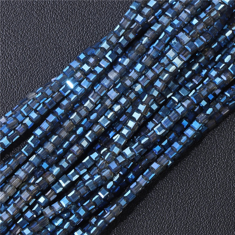 Hot Natural Faceted Stone Bead 2-3mm Small Square Quartz Garnet Glass Cube Loose Beads For Jewelry Making Needlework Accessories