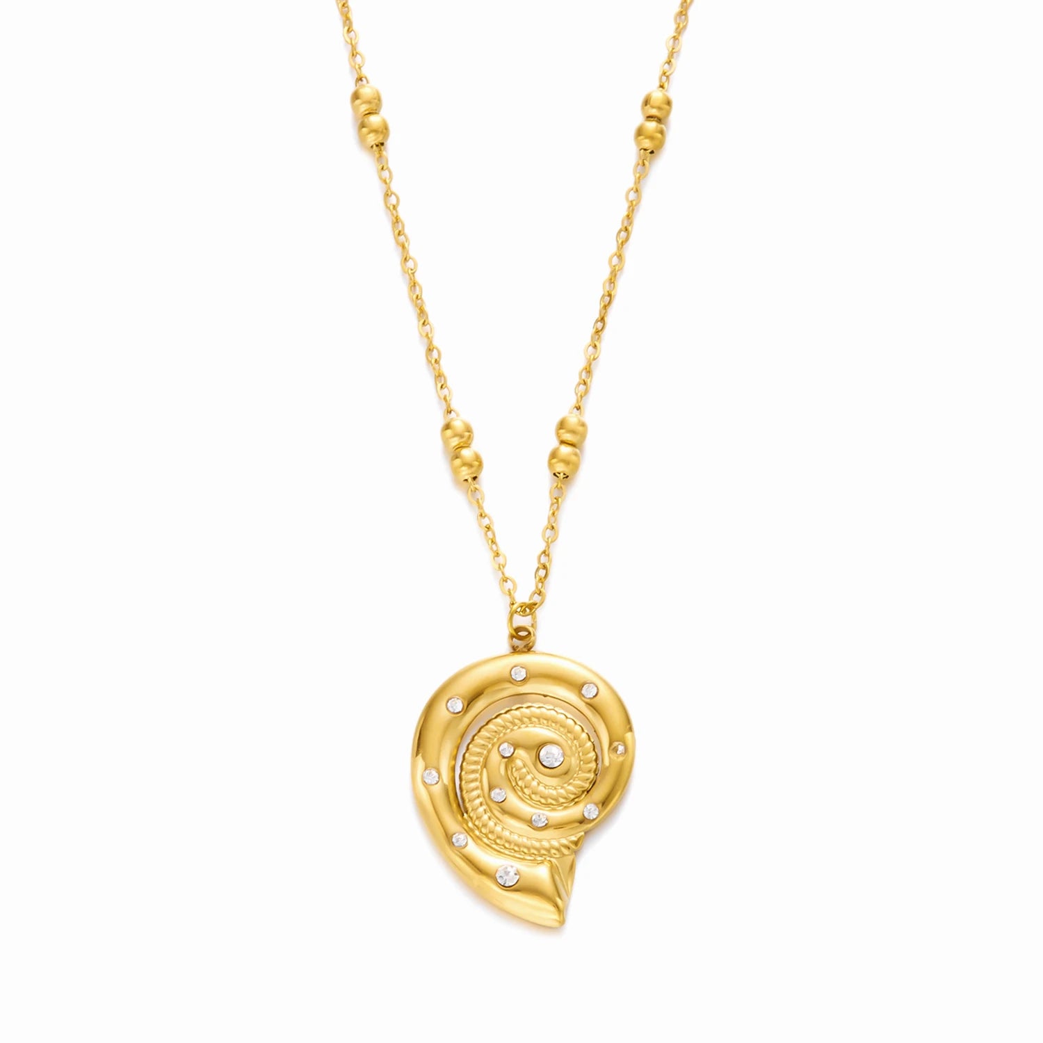 Stainless Steel Ocean Series Necklace for Women Gold Color Textured Starfish Conch Dolphin Pendant Choker Beach Party Jewelry