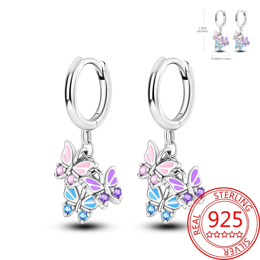 Ear Ring Series 925 Sterling Silver Star Moon Unicorn Tulip Flower Butterfly Bee Geometry Earrings Ladies Pairing with Jewelry