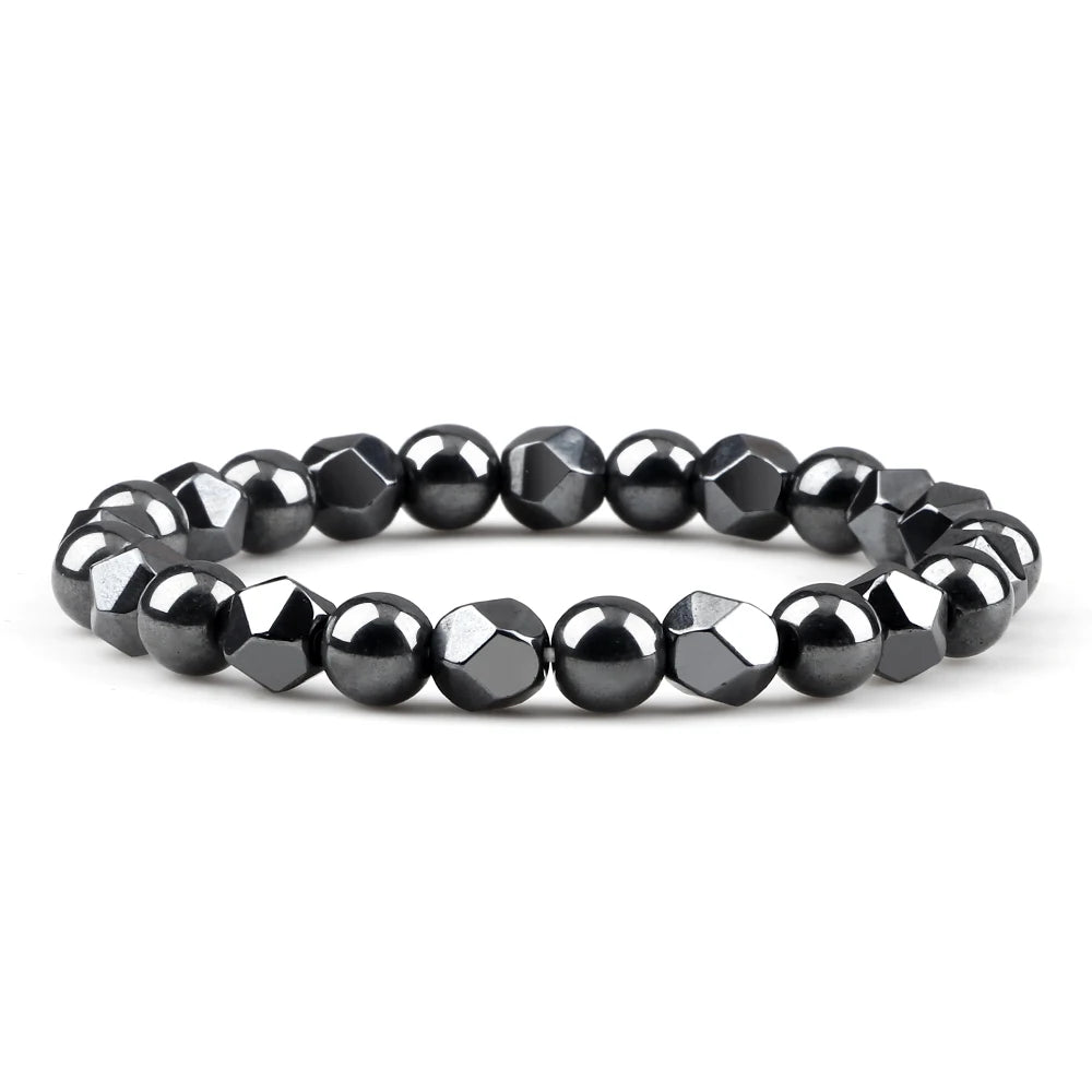 Herren-Armband mit unregelmäßigen Hämatitperlen, Damen-Armband mit 4, 6 oder 8 mm großen, natürlichen Lava-Tigeraugenperlen, modischer Freundschaftsschmuck