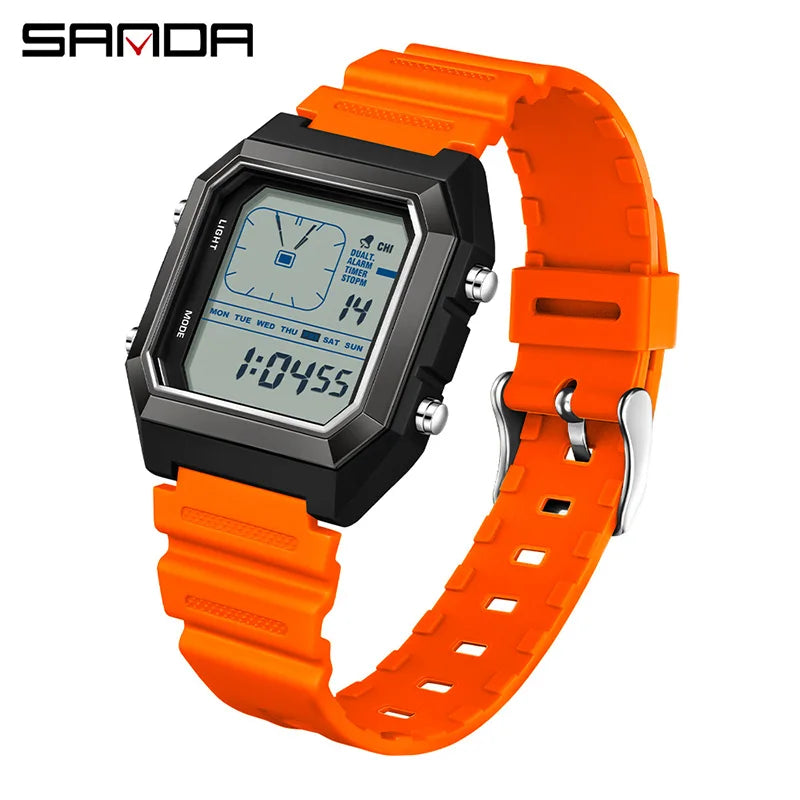 SANDA 6307 Fashion Digital Watches for Man Multifunction Luminous Chronograph Calendar Outdoor Sport Waterproof Electronic Watch