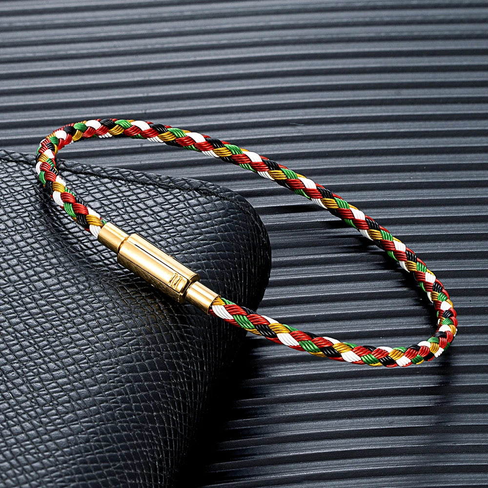 MKENDN Classic Men Women Jewelry 2-3mm Non-fading Steel Wire Thin Rope Bracelet Button Clasp Classic Cuff DIY Charm Bracelet