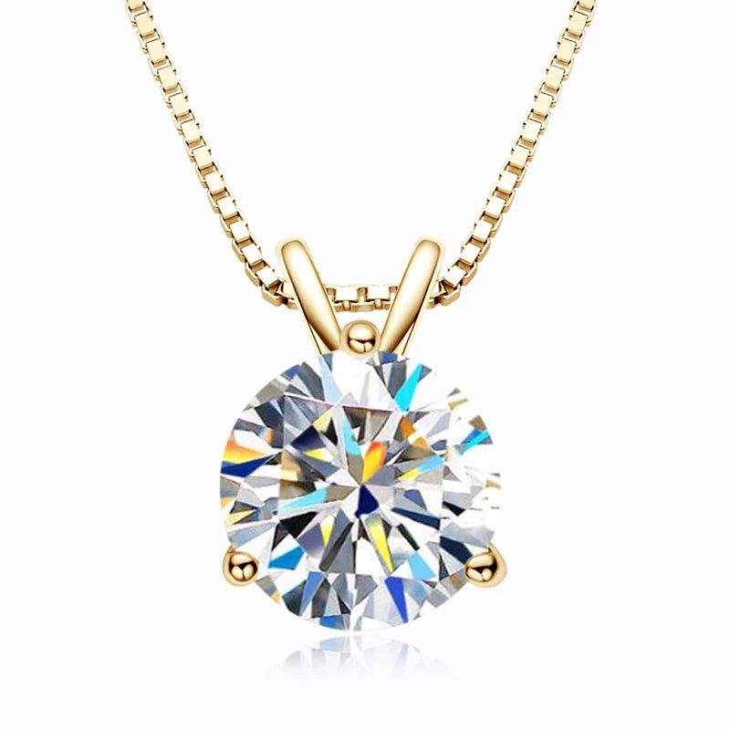 OXTAO Classic 1CT 2CT 3CT Moissanite Pendant Necklace 925 Silver D Color Glittering Diamond Ladies Jewelry Gift Adjustable Chain