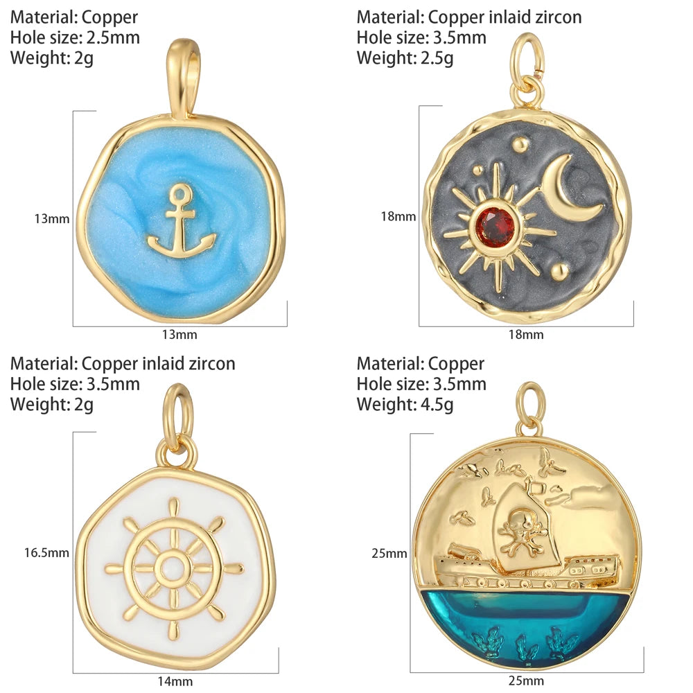 Anchor & Rudder Enamel Charms for Earrings, Necklaces & Bracelets - Madeinsea©