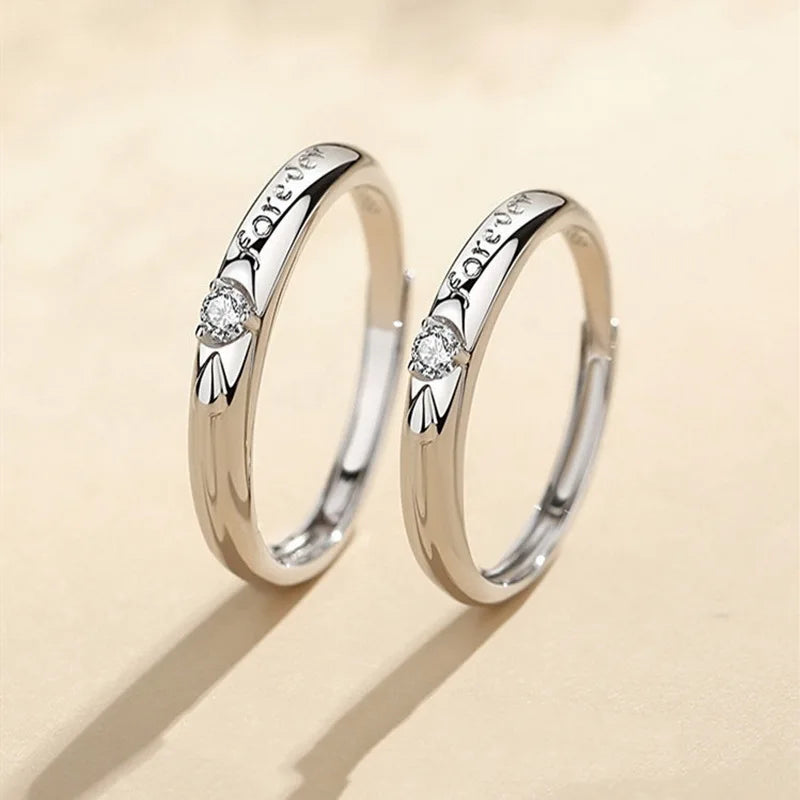 New Trendy Luxury Couple Rings for Women Men Dazzling Square Zirconia Delicate Ring Wedding Valentine's Day Romantic Jewelry