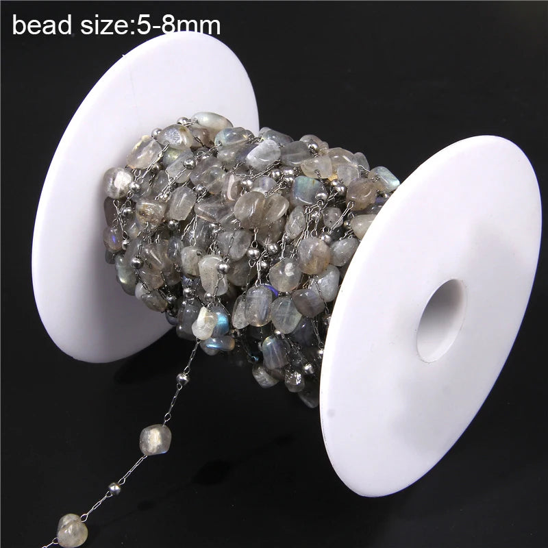 Natural Quartzs Stone Stainless Steel Chips Beads Chains For DIY Bohemia Jewelry Making Women Necklace Choker Bracelet Handmade - Madeinsea©