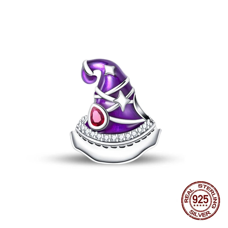 New 925 Sterling Silver Luminous Halloween Skull Witch Pumpkin Candy Charms Beads Fit 3mm Original Bracelets Party Jewelry