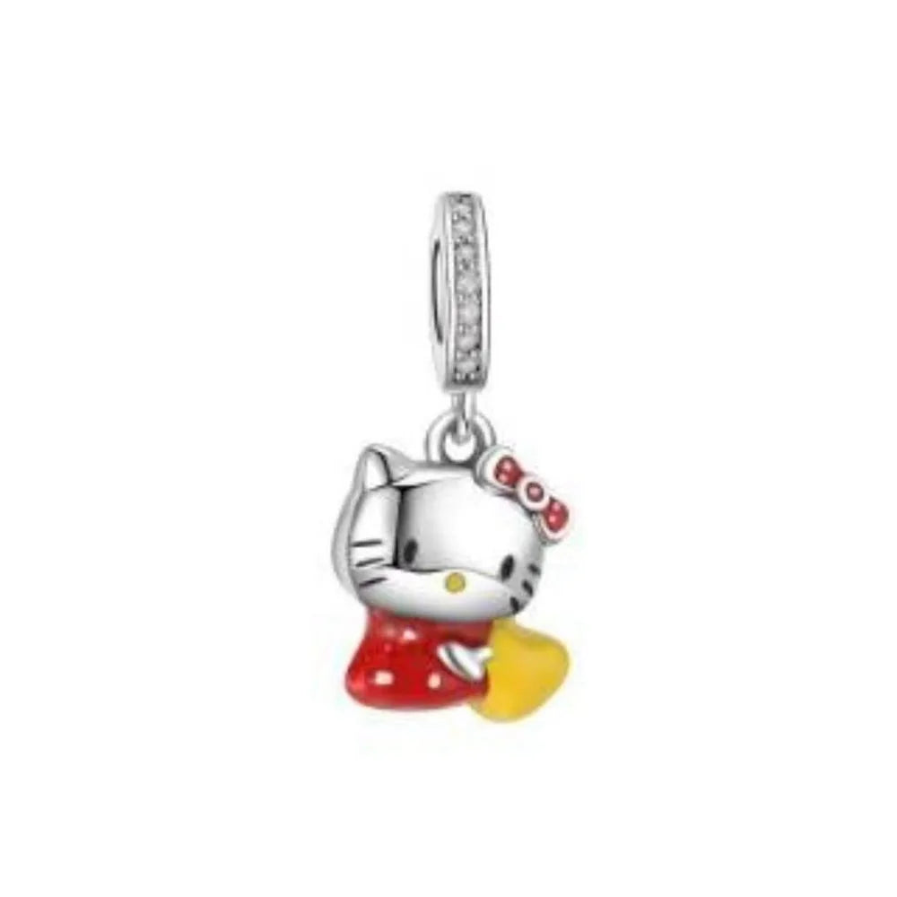 2025 New Miniso Disney Sanrio Beads 925 Silver Stitch Hello Kitty Kuromi Charm Fit Original Bracelet Women DIY Pendant Jewelry