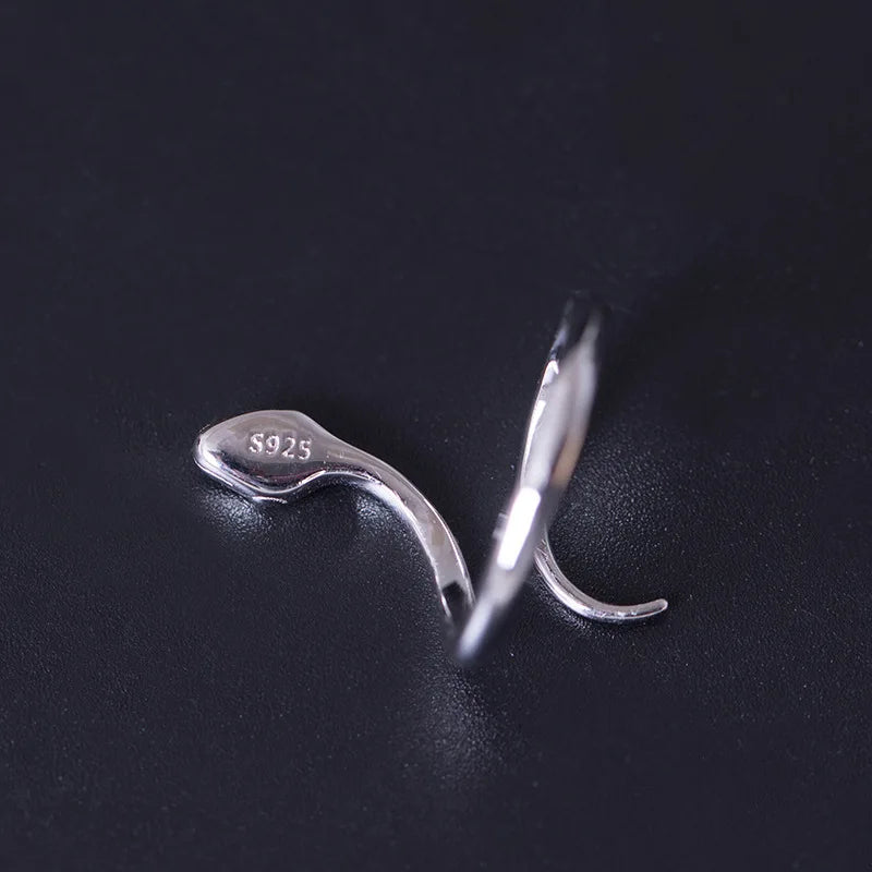 MKENDN Minimalist Style 100% 925 Sterling Silver Snake Ring For Men Women Gothic Street Hip Hop Punk Jewelry