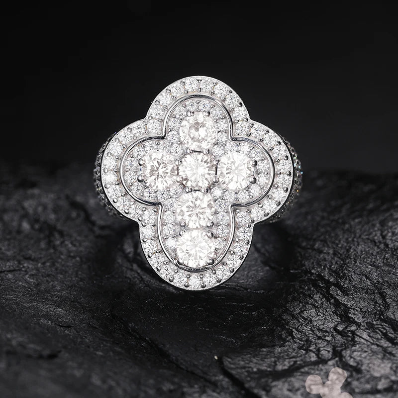 TUHE Unisex luxury VVS1 Moissanite 925 Silver Ring Stone Iced Out Couple Rings For Women Men Hip Hop Gifts