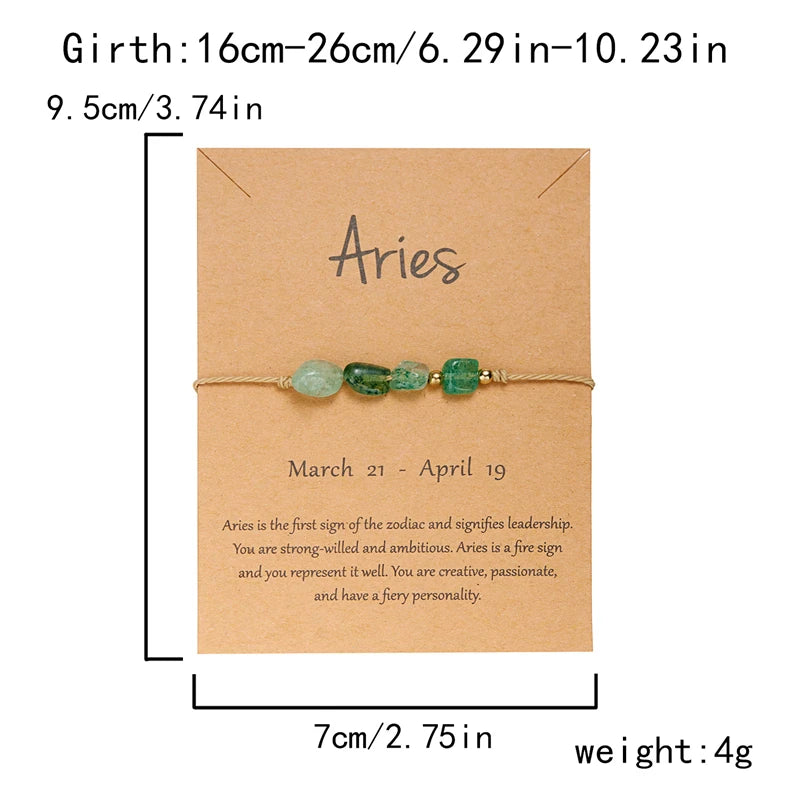 12 Constellation Natural Crystal Stone Beads Bracelet Star Sign Handmade Braided Wristbands For Women Men Birthday Jewelry Gifts