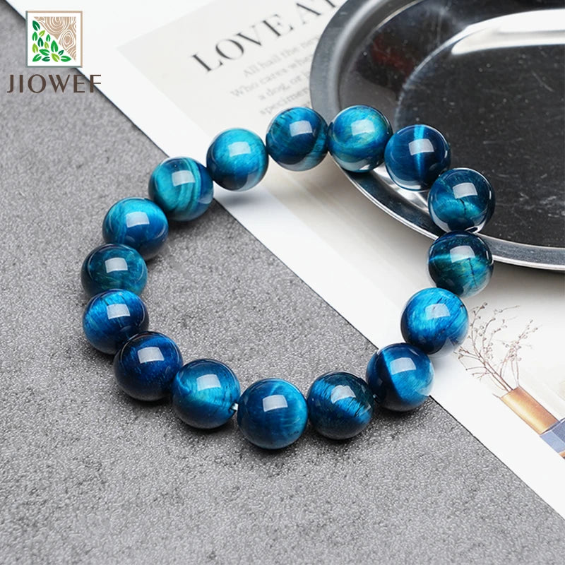 Natural Blue Tiger Eye Bracelet Made of Real Natural Stone Beads Body-Purifying Geniune for Women Pulsera Jewelry Wristband Gift