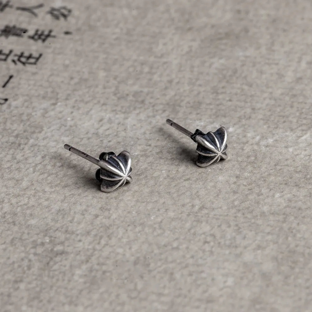 MKENDN Punk Retro Real 925 Sterling Silver Earrings Three-dimensional Carving Cross Stud Earrings Personality Jewelry