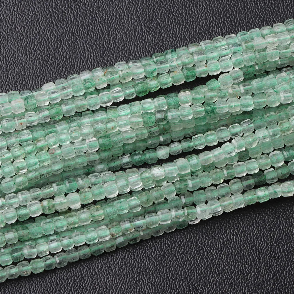 Hot Natural Faceted Stone Bead 2-3mm Small Square Quartz Garnet Glass Cube Loose Beads For Jewelry Making Needlework Accessories