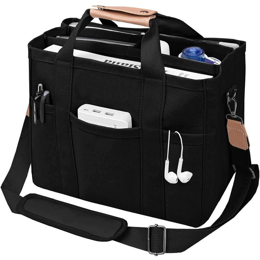 Women’s Canvas Tote Bag with Multiple Pockets, Large Capacity Shoulder Messenger Bag, Stylish, Durable & Versatile for Daily - Madeinsea©