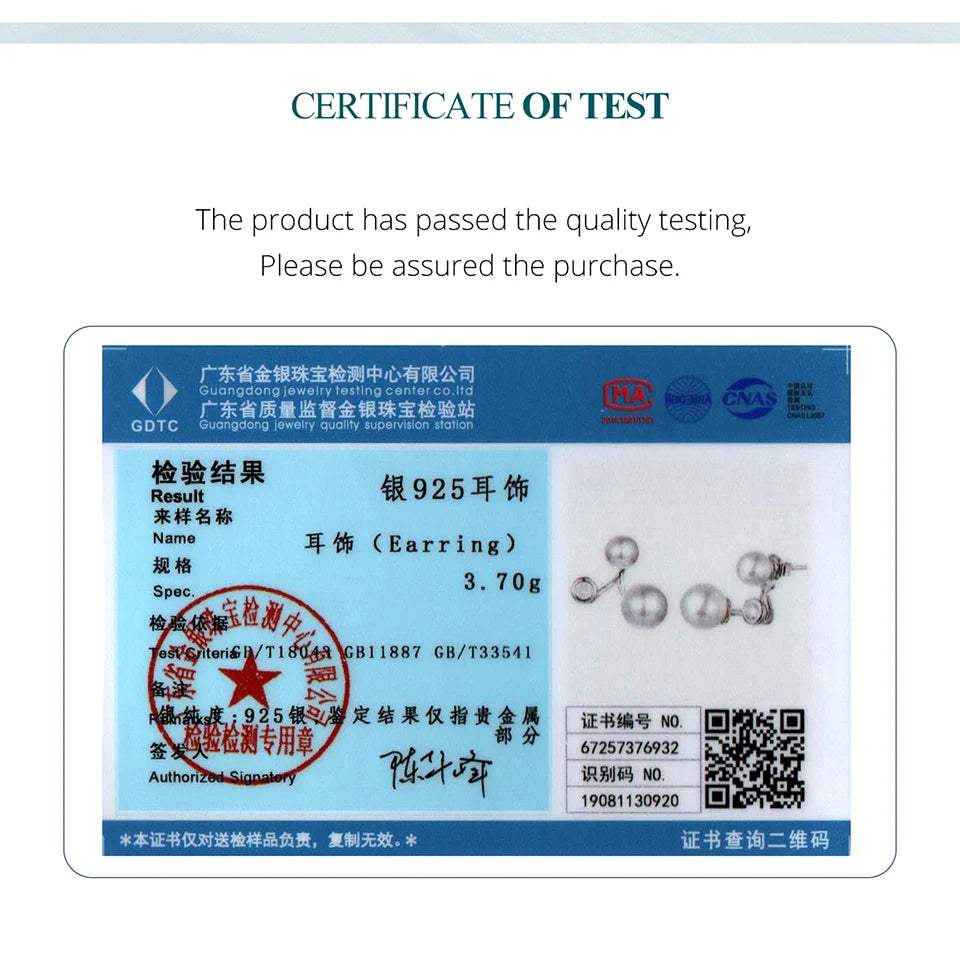 BAMOER 925 Sterling Silver Front-Back Pearl Stud Earrings, Plated White Gold X Shape Piercing CZ Earrings for Elegant Women Gift