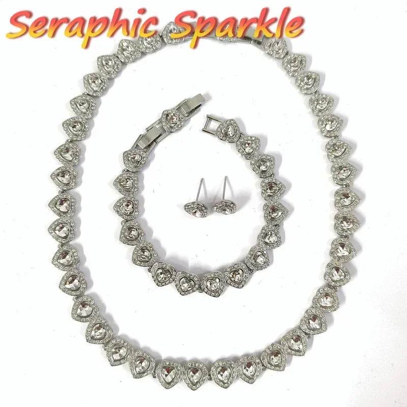 Good Brand Silver Color Ariana Grande Tennis Necklace Women Romantic Luxury Gift Jewelry Set Jewelry Sets 925 sterling silver - Madeinsea©