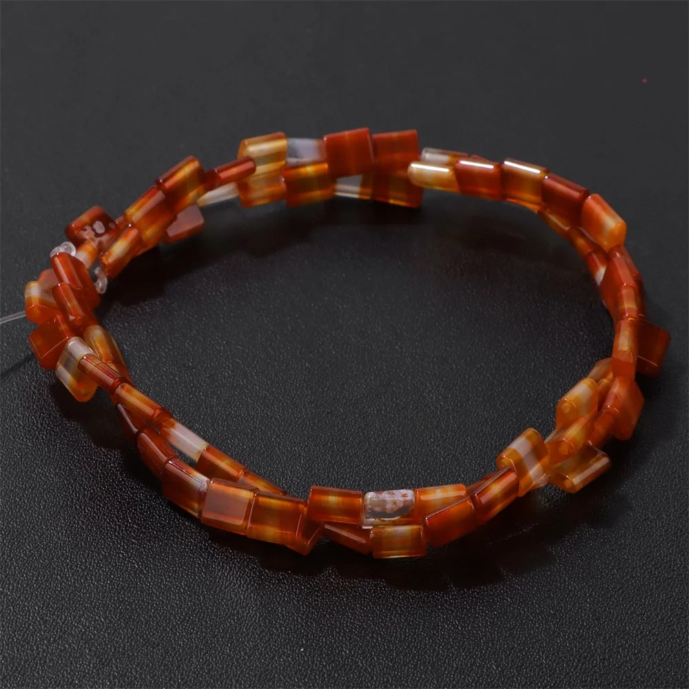 5MM Double Hole Square Bead Natural Tiger Eye Quartzs Imperial Jaspers DIY Beads For Jewelry Making Bracelet Necklace Handmade