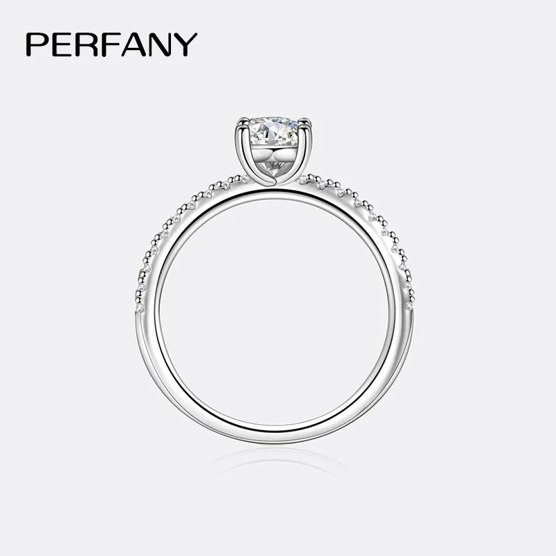 PERFANY 1/2CT Emerald/Radiant Cut Moissanite Ring for Women S925 Pure Silver GRA Laboratory Diamond Bridal Wedding Jewelry