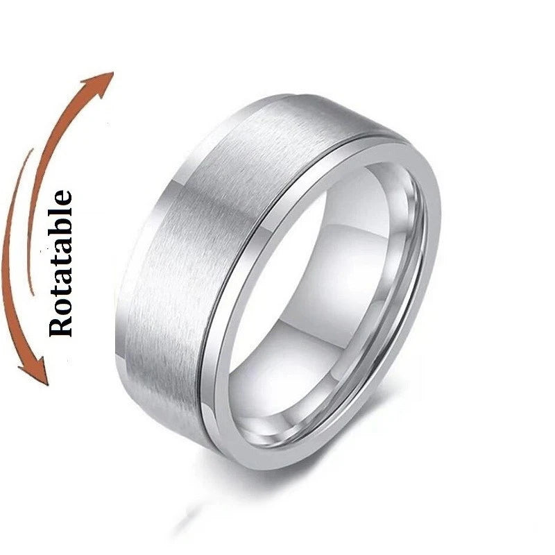 Silver Color Spinning Anxiety Rings for Men Women Star Moon Relaxing Ring 2025 Stainless Steel Anti Stress Rings Knuckle Jewelry