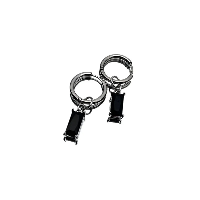 Simple Classic Black Zircon Earrings For Men Women Punk Gothic Rock Hiphop Earrings Designer Jewelry Unisex Accessories Gift