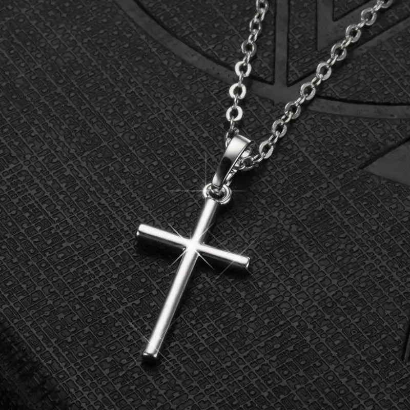 2022 Fashion Stainless Steel Necklace For Men Women Black Gold Color Silver Color Cross Pendant Chain Necklace Jewelry Gift
