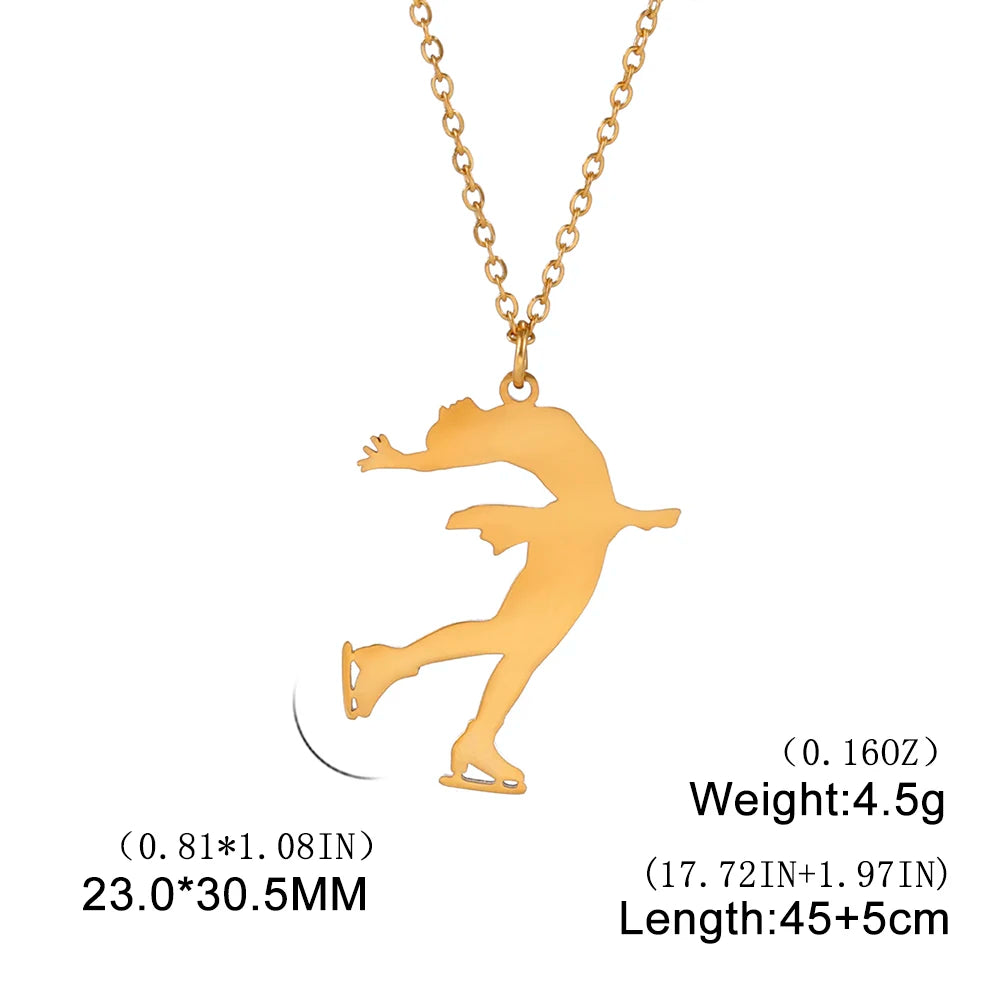 Dreamtimes Gymnastics Necklace Stainless Steel Sports Dance Artistic Gymnastics Skating Athlete Jewelry Pendant Women's Gift