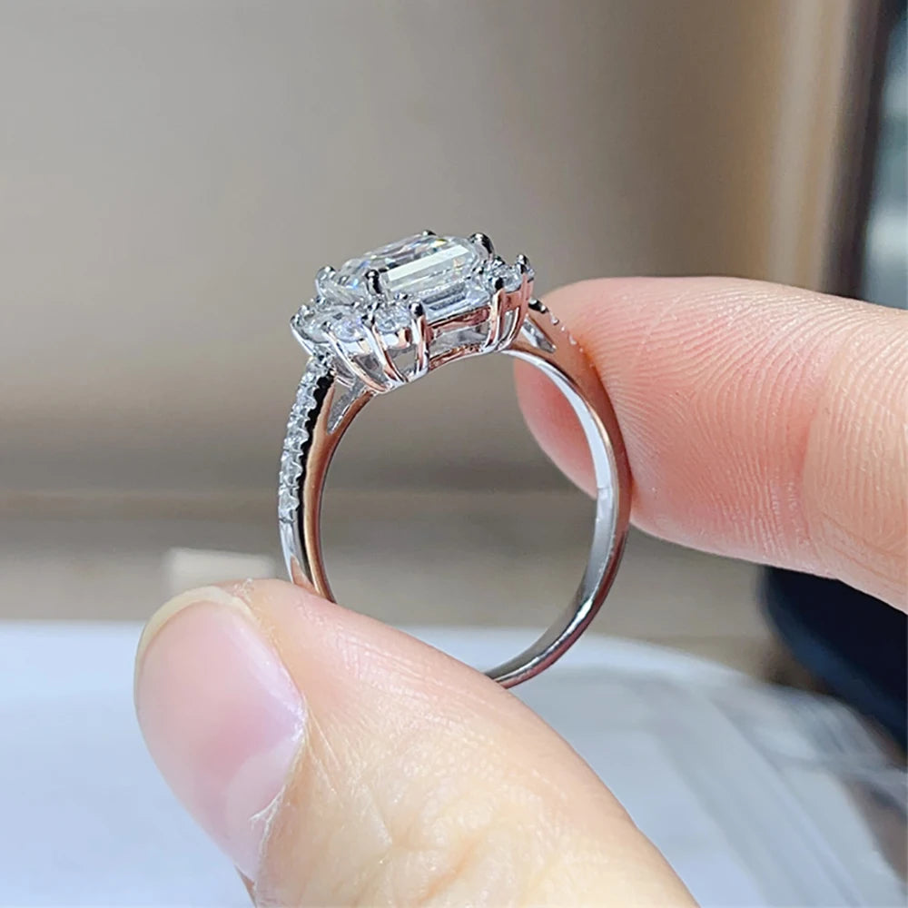 Serenity 2ct Asscher D Moissanite Rings for Women Men Gift Sparkling Square Lab Diamond Wedding Rings Solid S925 Silver Jewelry - Madeinsea©