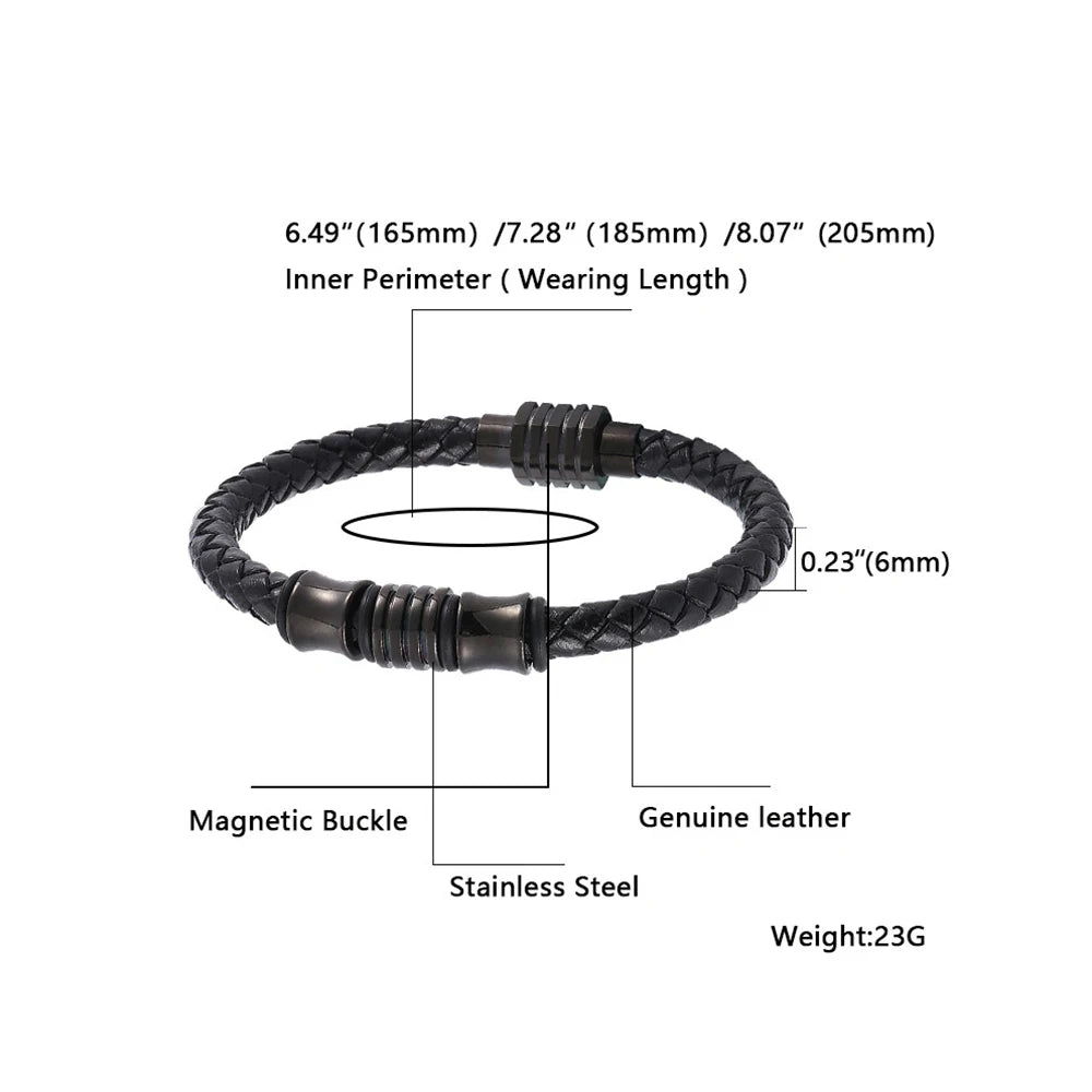 MKENDN Simple Style Stainless Steel Bracelet Viking Leather Bracelets for Men Punk Jewelry Homme Accessories