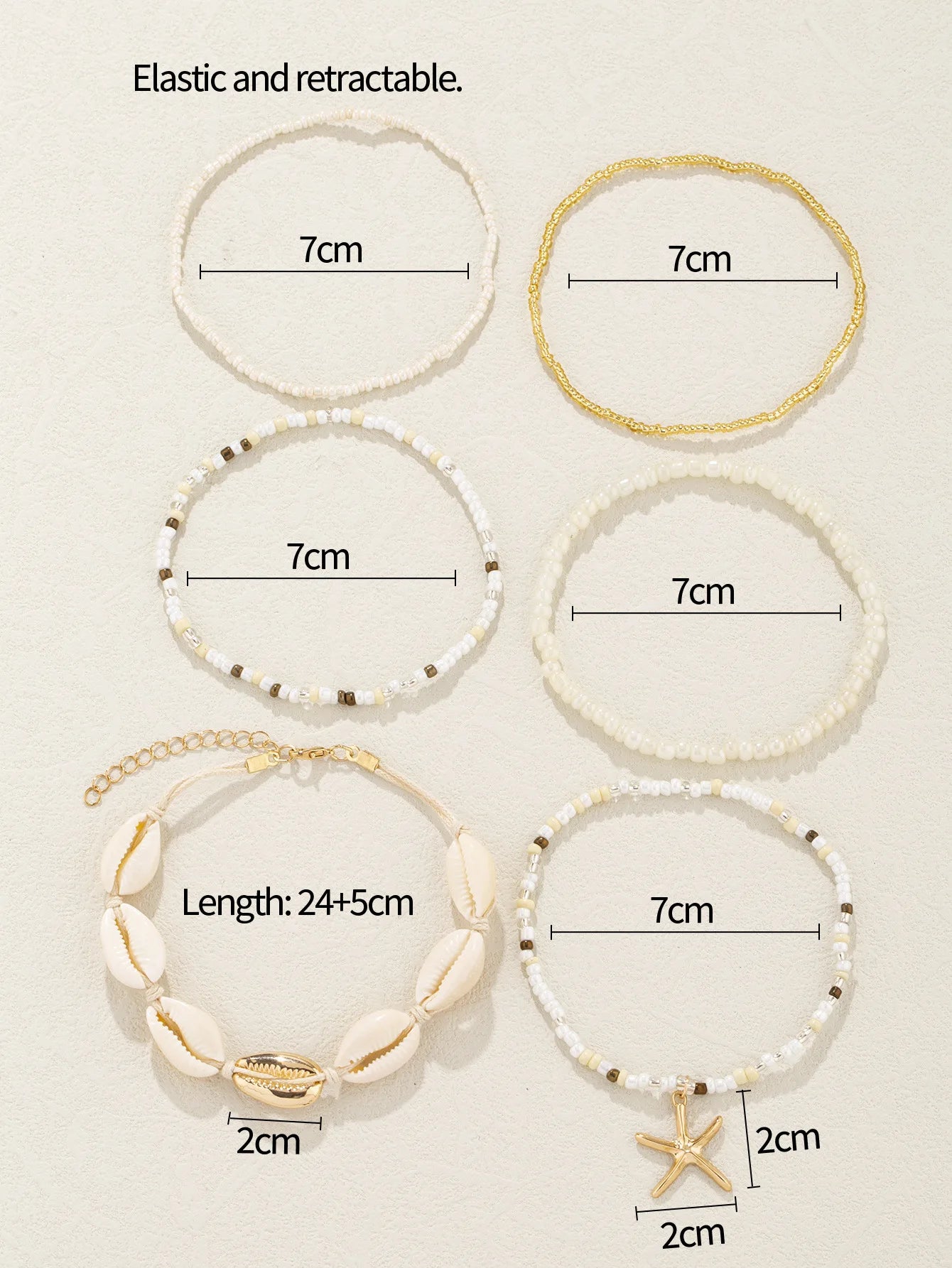 Bohemia Multilayer Rice Bead Conch Shell Anklet Set Women Starfish Pendant Anklets Summer Sandy Beach Ankle Chain On Leg Jewelry