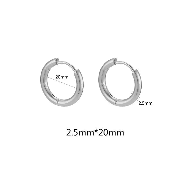 10pcs Stainless Steel Small Hoops Earring Piercing Ear Cartilage 8-20mm Women Men Stainles Steel Round Circle Pendientes