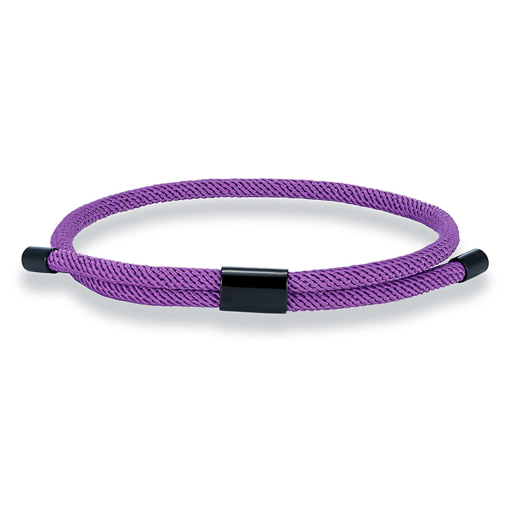 MKENDN Modisches schwarzes Nylonarmband für Damen und Herren aus strapazierfähigem Marine-Nylon mit poliertem schwarzem Edelstahlverschluss – schlichtes Schmuckstück