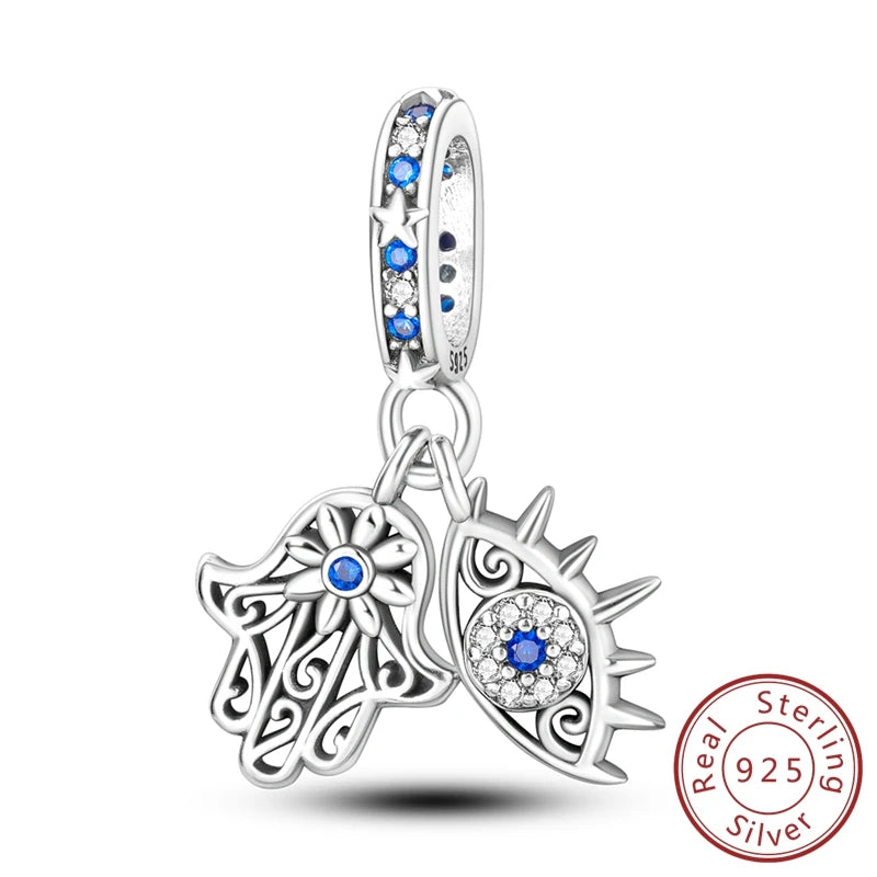 100% Real 925 Sterling Silver Charms Beads Stars Moon Pendant Fit Original Charms Bracelets Bangle DIY Jewelry Gifts