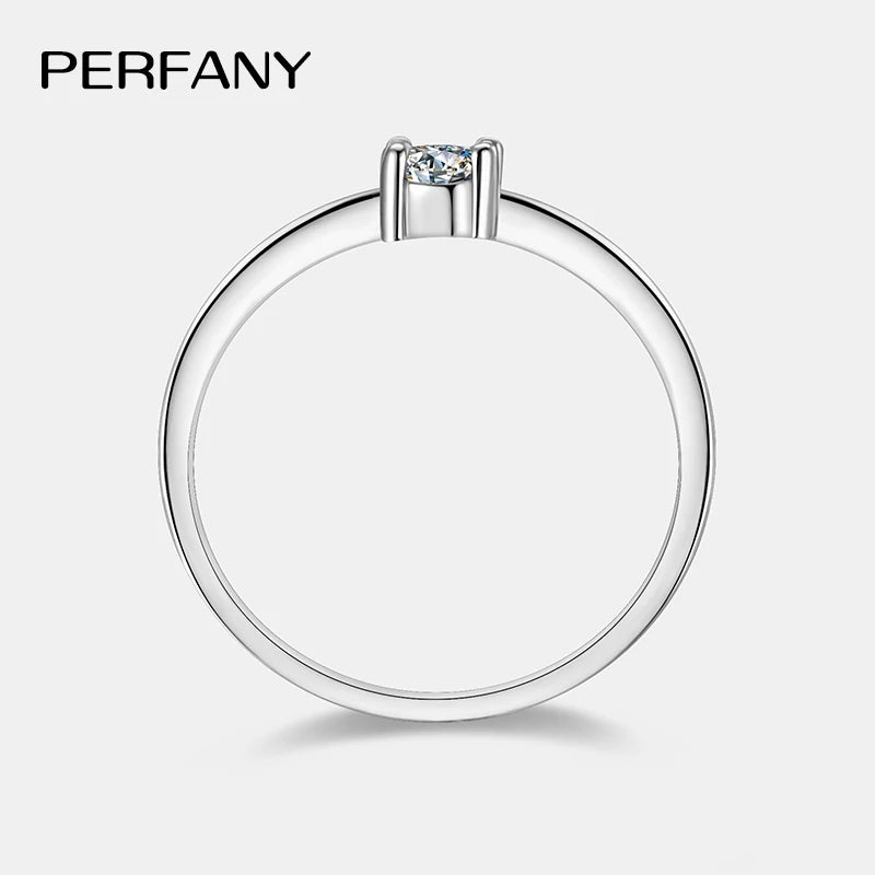 PERFANY 0.3CT Moissanite Ring for Women S925 Pure Silver Four Claw Laboratory Diamond Compact and Exquisite Wedding Jewelry - Madeinsea©