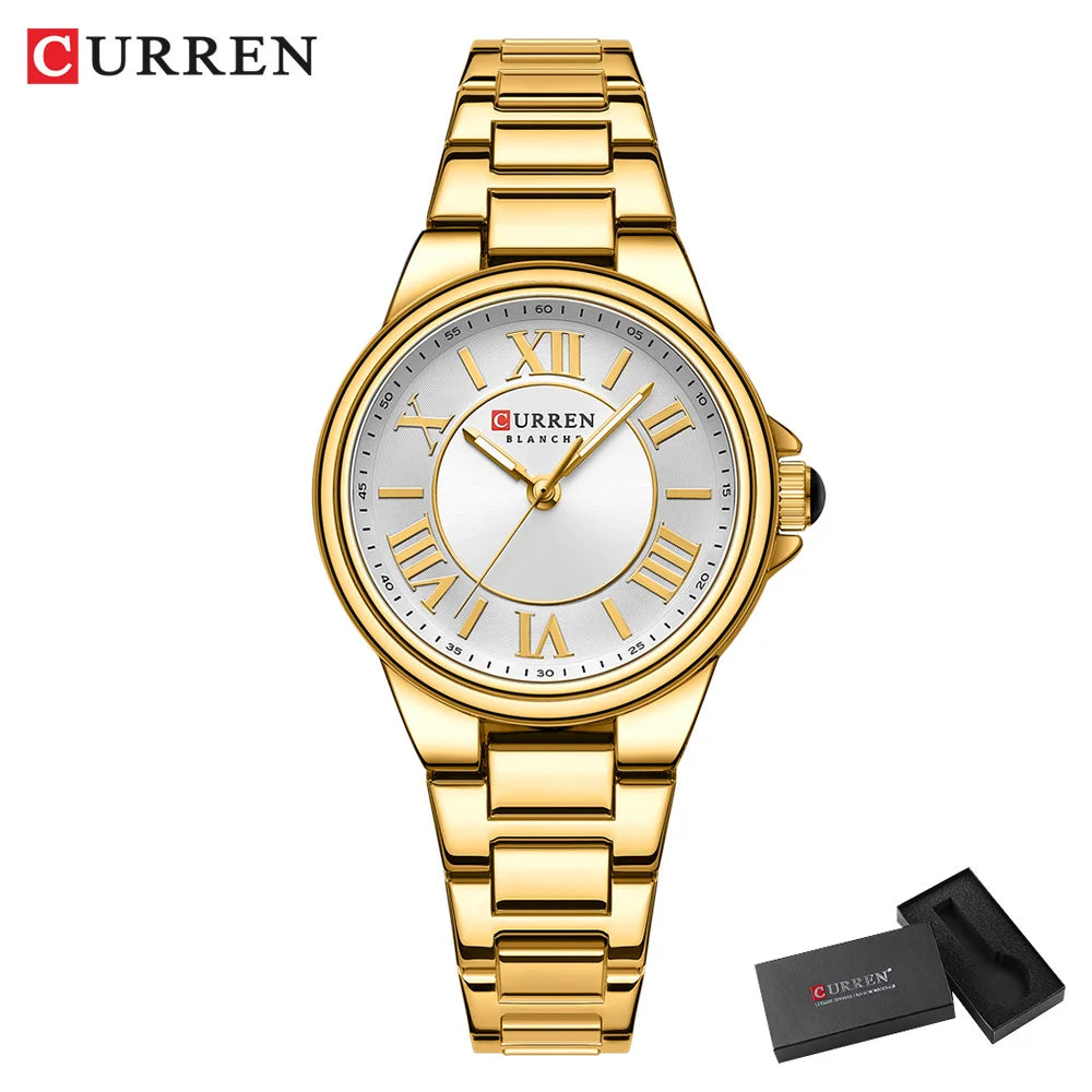 CURREN Romantic Charm Women's Wristwatches Fashion Design Thin Quartz Watch with Luminous Hands Stainless Steel Bracelet - Madeinsea©