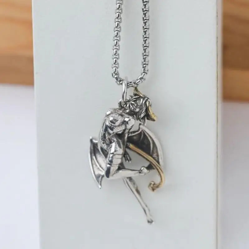 Classic Silver Plated Praying Angel Wings Pendant Necklace Men Women Fashion Protection Amulet Jewelry Birthday Gift