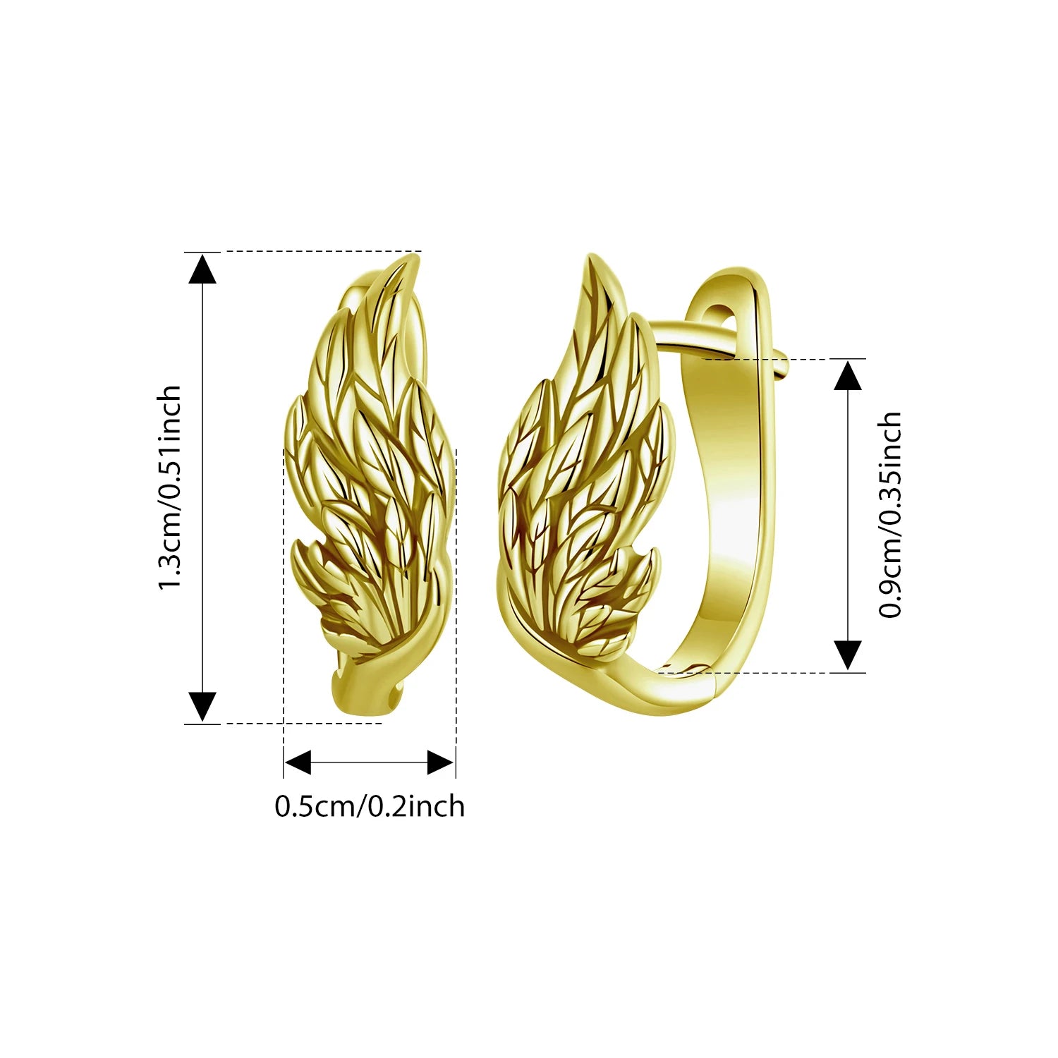 BISAER Solid 925 Sterling Silver Angel Wings Ear Buckles Vintage Wing Hypoallergenic Earrings Plated Gold for Women Fine Jewelry