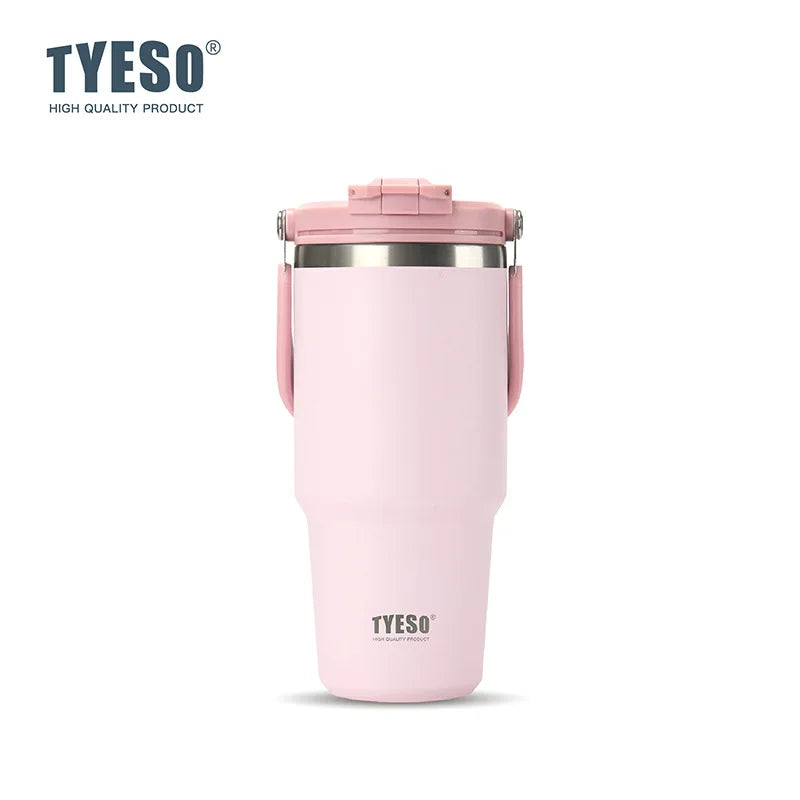 Tyeso 600ML Water Bottle Stainless Steel Vacuum Coffee Thermos with Handle Portable Vacuum Mug Thermos Insulated Car Cup Milk