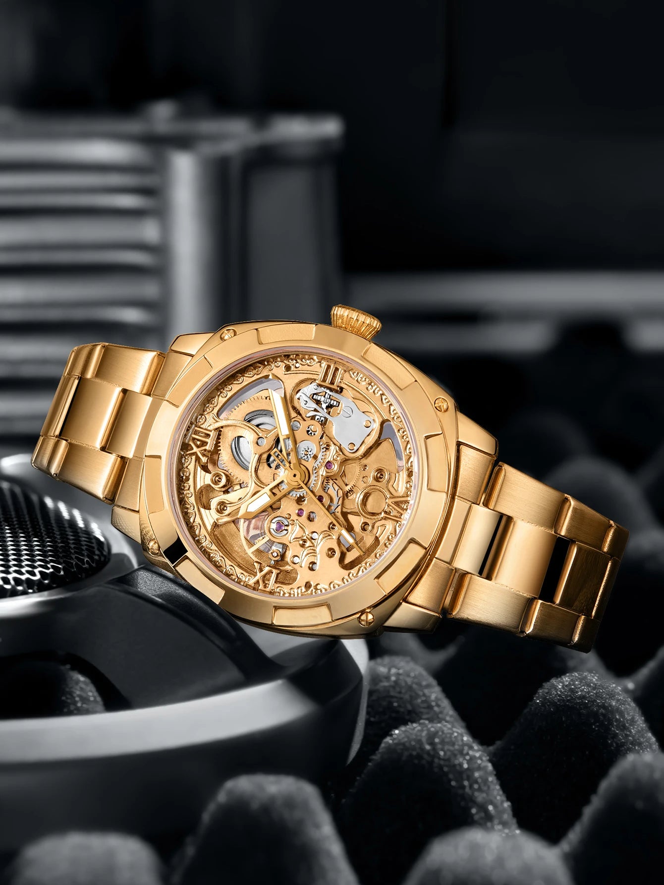 LONGLUX 2025New Men automatic mechanical watch luxury watches waterproof skeleton business  wholesale stainless steel gift watch