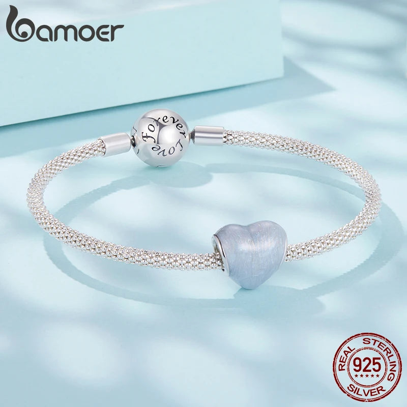 BAMOER 925 Sterling Silver Red Heart Charm Ombre Purple Perfume Bottle Pendant Original for Women DIY Necklace Romantic Gift