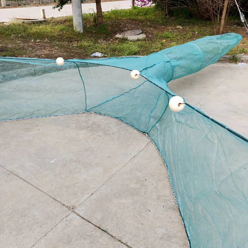 Cage à crevettes Lawaia avec chaîne en fer, épuisette pliable, flotteur en mousse, mailles fines 2M/3M