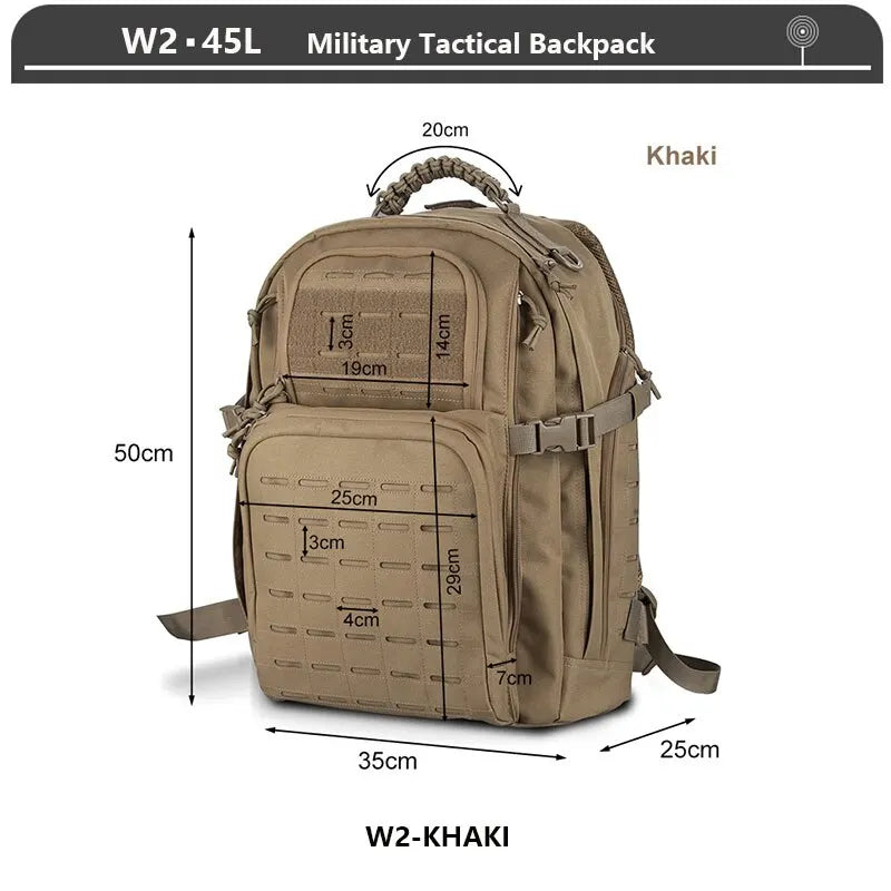Tactical Backpack 3 Day Assault Pack Molle Bag 38/45L Large Outdoor Waterproof Hiking Camping Travel 600D Rucksack Men Fishing - Madeinsea©