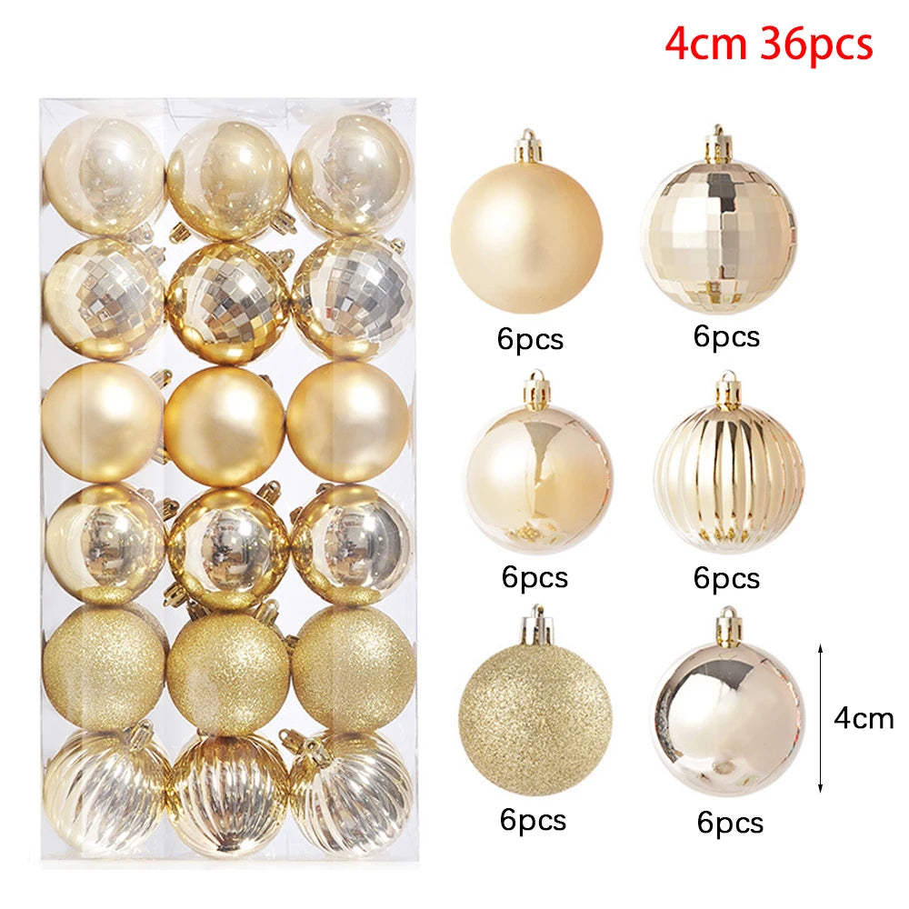 3/4Cm Christmas Ball Decoration Christmas Tree Ball Ornament Pendant Hanging Decor Merry Christmas Decoration Home New Year 2024