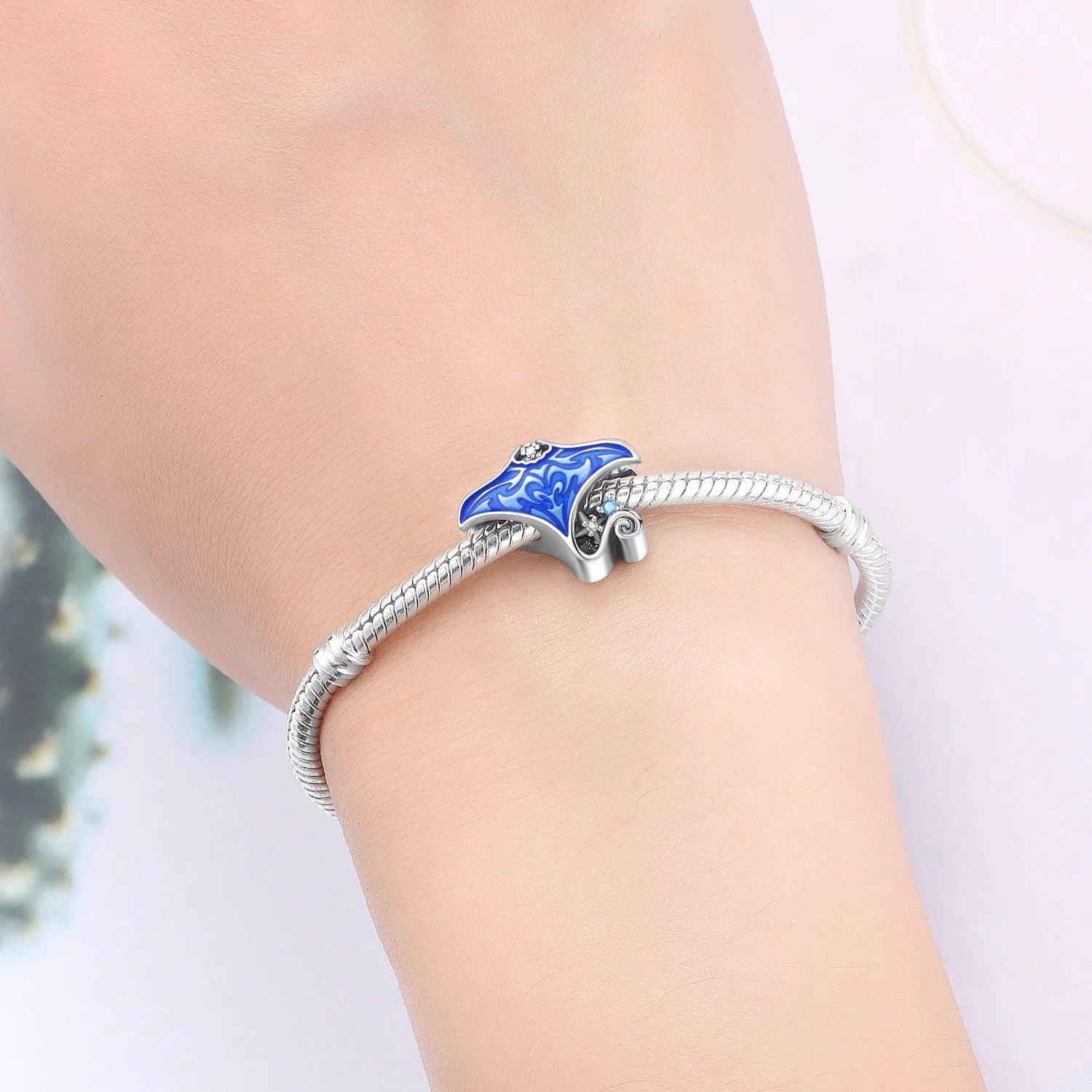 PANPOKI 925 Sterling Silver Devil Fish Marine Creatures Beads Original Pendants Bracelet Charm Jewelry Party DIY Trendy Gifts