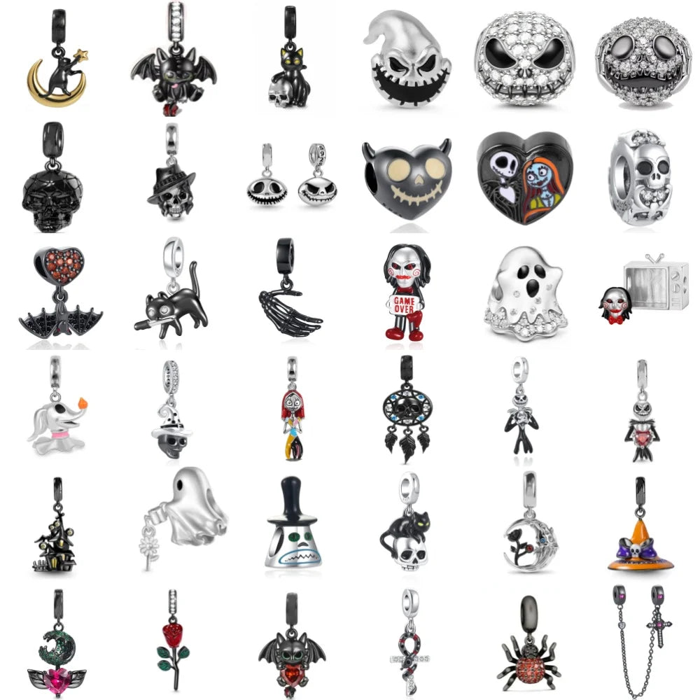 New 925 Silver Dark Black Series Charm Clown Bead Spider Pendant Talisman Women's Jewelry Fit Original European Bracelet Gift