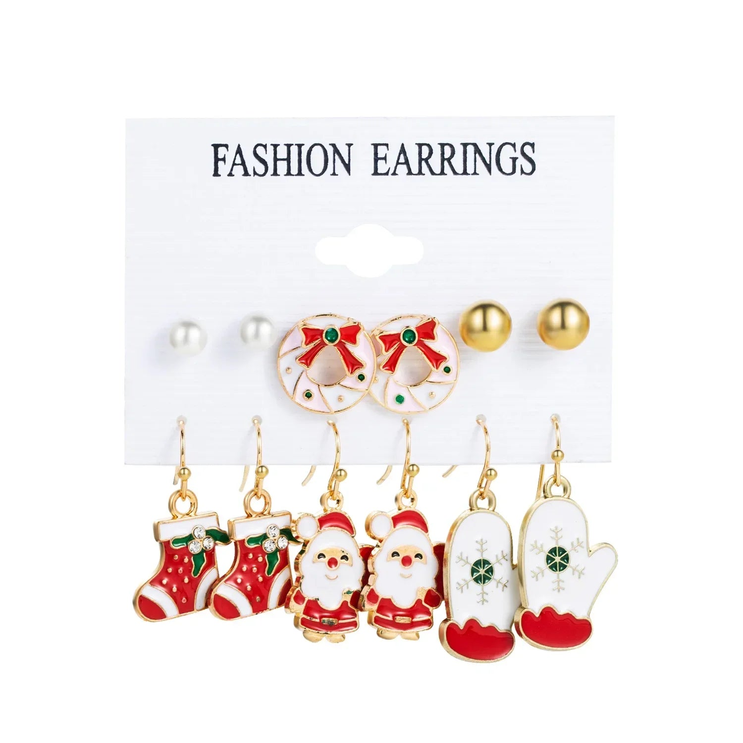 Fashion Cartoon Christmas Earring Set Female Snowflake Tree Snowman Bell Earring Fashion Christmas Ball Earring Jewelry Gifts