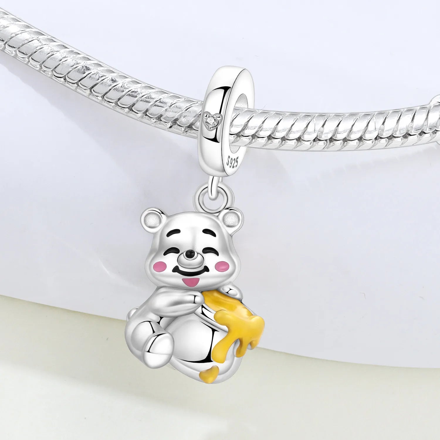 PANPOKI 925 Sterling Silver Honey Pot Bear Animal Beads Original Pendants Bracelet Charm Jewelry Party DIY Trendy Gifts
